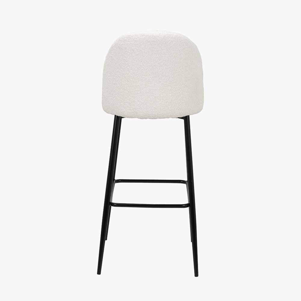 Turi White Boucle & Black Bar Stool